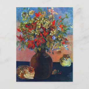 Eugène Henri Paul Gauguin - Bloemen en katten Briefkaart