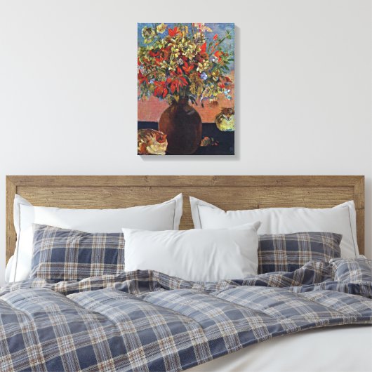 Eugene Henri Paul Gauguin - bloemen en katten Canvas Afdruk (Insitu (Slaapkamer))