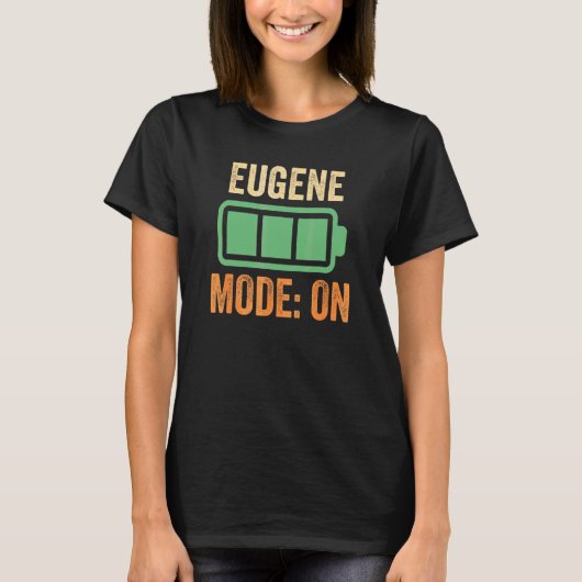 Eugene-modus op batterijontwerp t-shirt (Voorkant)