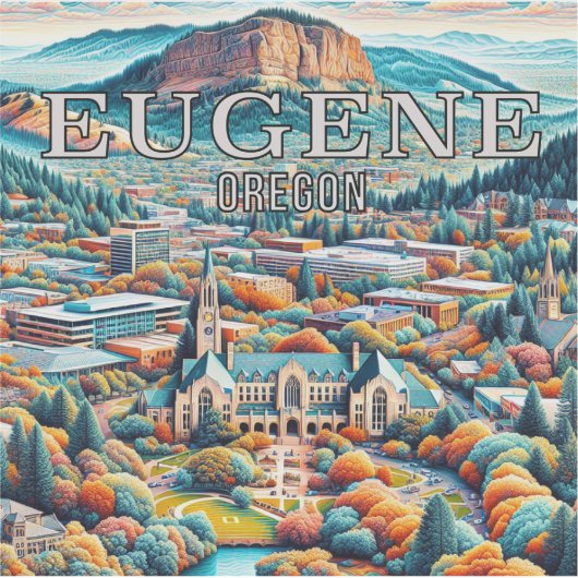 Eugene Oregon 3 inch Vinyl Sticker (Voorkant)