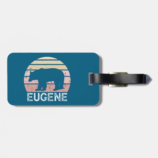 Eugene Oregon Retro Bear Bagagelabel (Achterkant horizontaal)