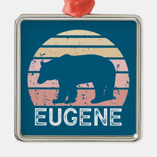 Eugene Oregon Retro Bear Metalen Ornament (Voorkant)