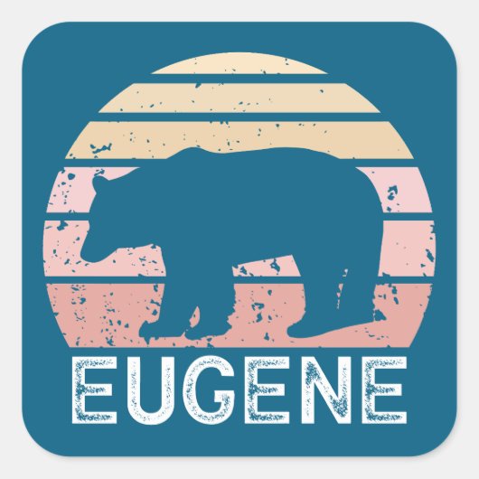 Eugene Oregon Retro Bear Vierkante Sticker (Voorkant)