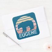 Eugene Oregon Retro Bear Vierkante Sticker (Envelop)