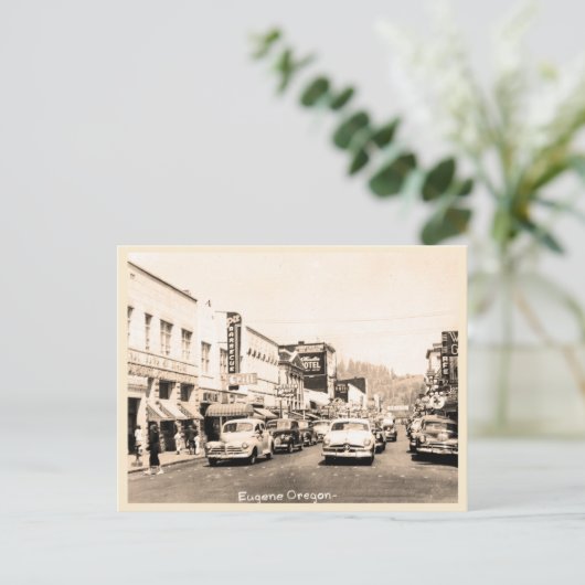 Eugene, Oregon  straatgeur jaren '50 Briefkaart (Staand voorkant)