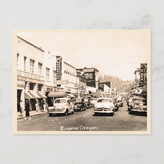Eugene, Oregon  straatgeur jaren '50 Briefkaart (Voorkant)