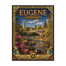 Eugene Oregon Vintage Art Deco Gouden Tijdperk
