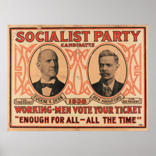 Eugene V. Debs Socialistische Partij 1908 Poster