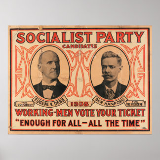 Eugene V. Debs Socialistische Partij 1908 Poster