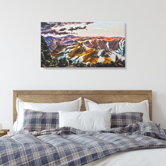 Eugene VON GUÉRard - Mount Townsend (Gewijzigd) Canvas Afdruk (Insitu (Slaapkamer))