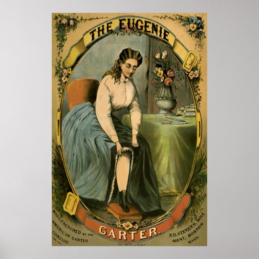 EUGENIE Garter Advertisement c. 1840 Poster (Voorkant)