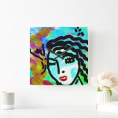 Euh Huh Original Abstract Art Vierkante Klok (Huis)