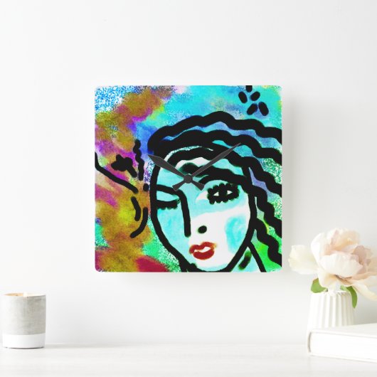 Euh Huh Original Abstract Art Vierkante Klok (Huis)