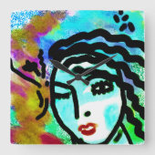 Euh Huh Original Abstract Art Vierkante Klok (Voorkant)