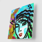 Euh Huh Original Abstract Art Vierkante Klok (Hoek)