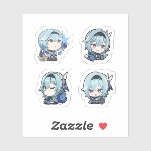 Eula Genshin Impact 4 stuks stickerblad Sticker (Vel)