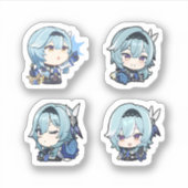 Eula Genshin Impact 4 stuks stickerblad Sticker (Voorkant)