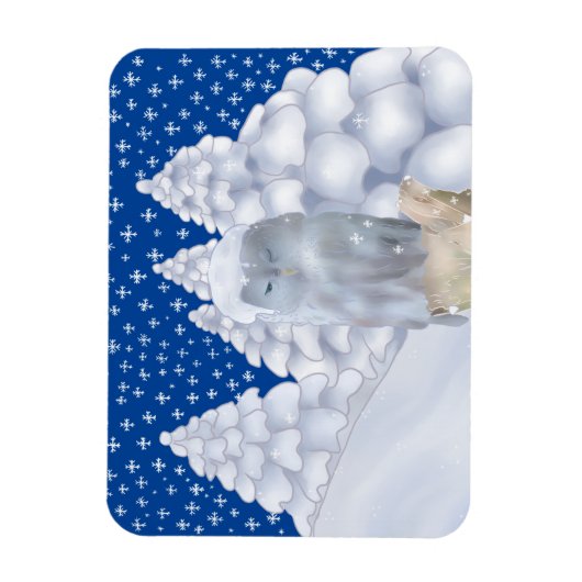 Eule im Schnee Magneet (Verticaal)