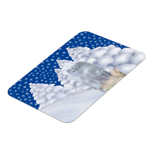 Eule im Schnee Magneet (Linkerzijde)
