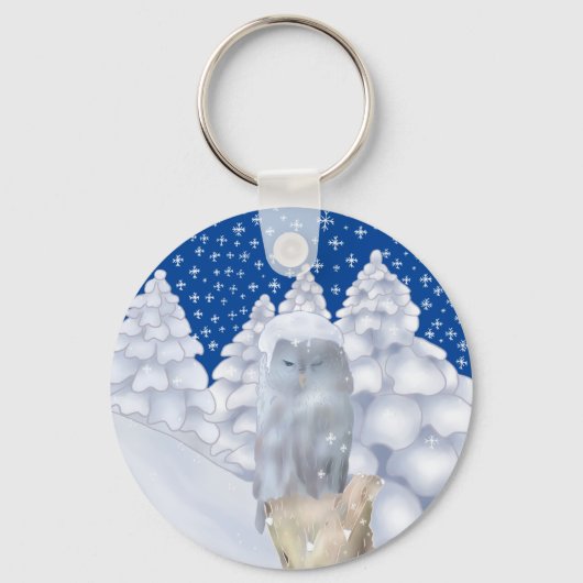 Eule im Schnee Sleutelhanger (Voorkant)