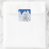 Eule im Schnee   Vierkante Sticker (Tas)