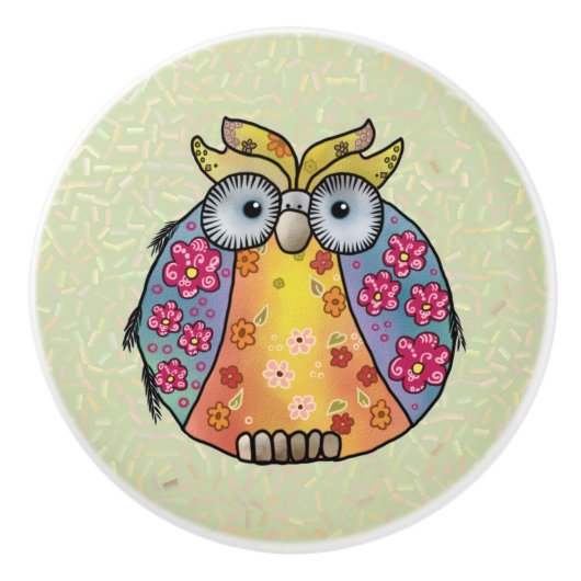 Eule mit Muster Keramische Knop (Voorkant)