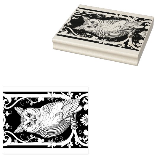 Eule mit Ornamenten Rubberstempel (Gestempeld)