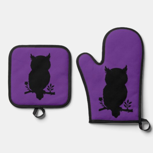 Eule - Scherenschnitt Ovenwant & Pannenlap Set (Voorkant)