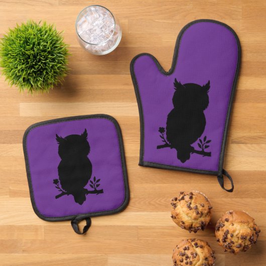 Eule - Scherenschnitt Ovenwant & Pannenlap Set (Top down)