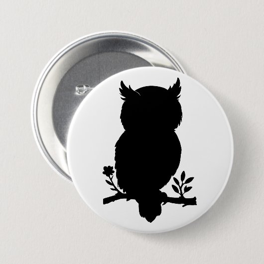 Eule - Scherenschnitt Ronde Button 7,6 Cm (Voorkant /achterkant)