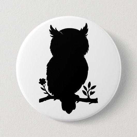 Eule - Scherenschnitt Ronde Button 7,6 Cm (Voorkant)