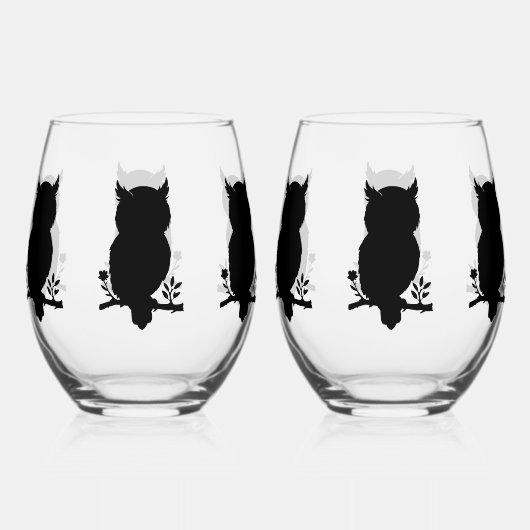 Eule - Scherenschnitt Wijnglas Zonder Voet (Achterkant)