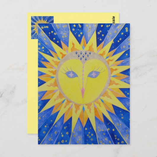 Eule Sun Owl Briefkaart (Voorkant / Achterkant)