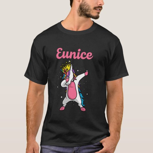 Eunice Name Persoonlijke Birthday Dabbing Unicorn T-shirt (Voorkant)