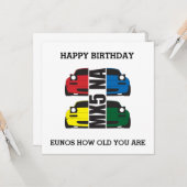 EUNOS hoe oud je bent op je geboortedag Kaart (Voorkant / Achterkant in situ)