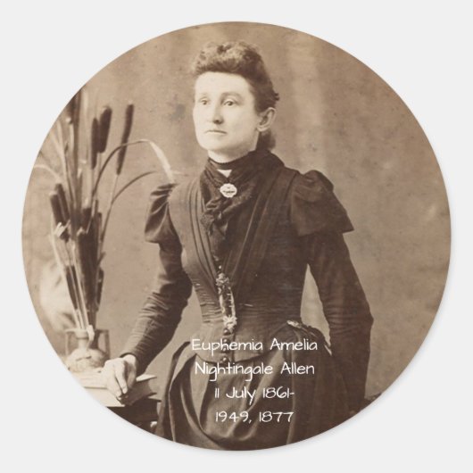 Euphemia Amelia Nightingale Allen Ronde Sticker (Voorkant)