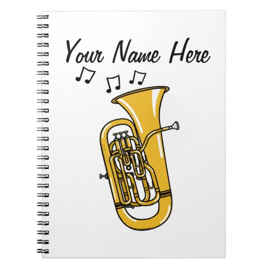 Euphonium Brass Muzikant Muziekdocent Custom Notitieboek (Voorkant)