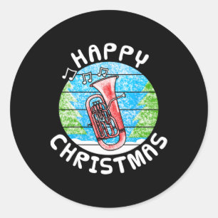 Euphonium Christmas Br Musician Muziekdocent Ronde Sticker