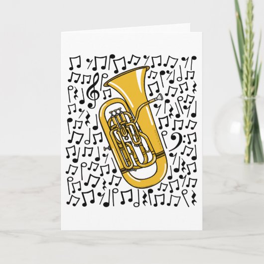 Euphonium Musical Notes Messing Musicus Feestdagen Kaart (Voorkant)