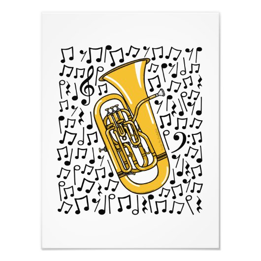 Euphonium Musical Notes Messing Musicus Foto Afdruk (Voorkant)