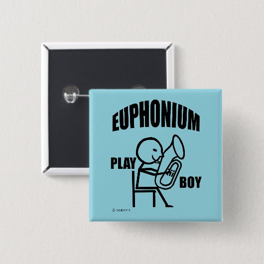 Euphonium Play Boy Vierkante Button 5,1 Cm (Voorkant /achterkant)
