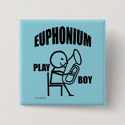 Euphonium Play Boy Vierkante Button 5,1 Cm (Voorkant)