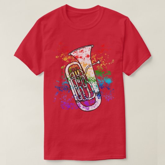 Euphonium Rainbow kleurt eufonistische kopermuziek T-shirt (Design voorkant)