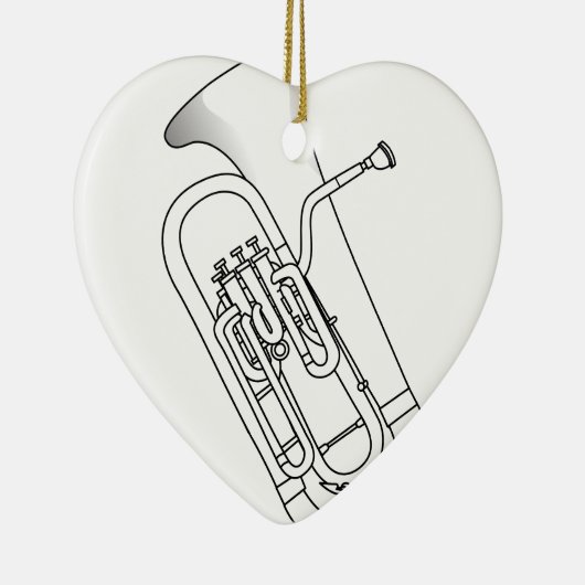 Euphonium Redwork Keramisch Ornament (Rechts)