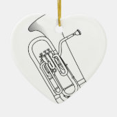 Euphonium Redwork Keramisch Ornament (Voorkant)