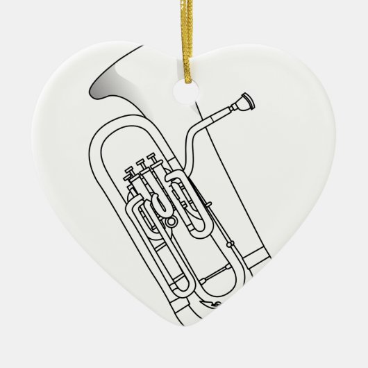Euphonium Redwork Keramisch Ornament (Voorkant)