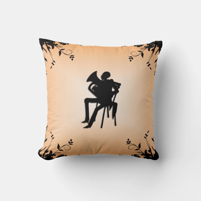 Euphoniumspeler Silhouette Mojo Worp Kussen (Voorkant)