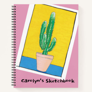 Euphorbia cactus in een pot, jouw naam, schetsboek notitieboek