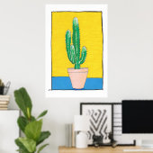 Euphorbia Cactus tekening, eenvoudig, modern, eige Poster (Thuiskantoor)