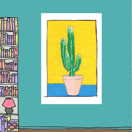 Euphorbia Cactus tekening, eenvoudig, modern, eige Poster